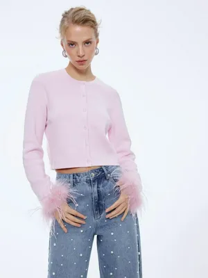 Вязаный кардиган с перьями, арт. 15654