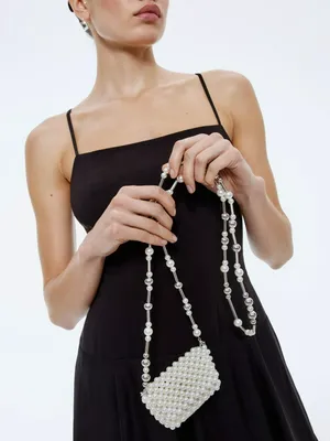 Сумка-картхолдер из искусственного жемчуга, белый, арт. 15658