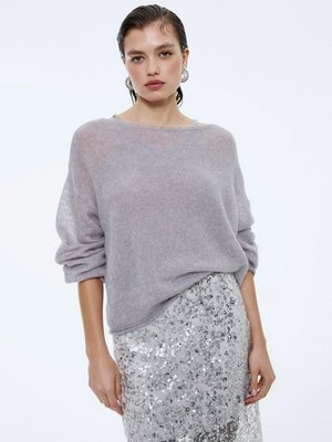 Вязаный джемпер из смесовой шерсти, светло-серый, арт. 0000