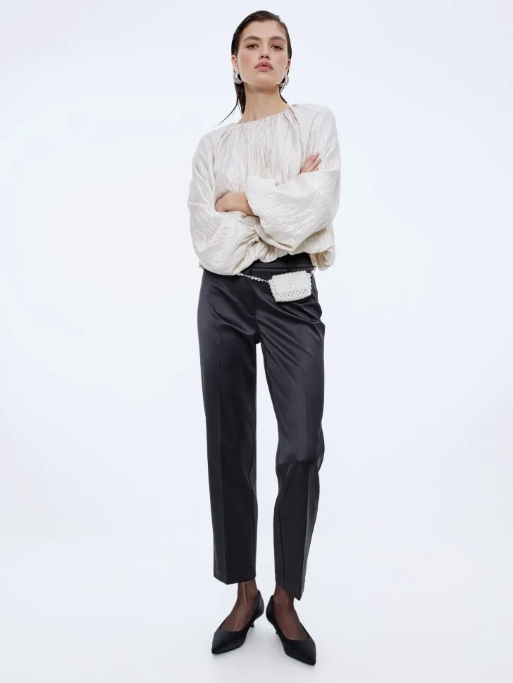 Сатиновые укороченные брюки, серый, арт. 15665