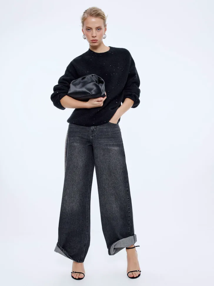 Сатиновая сумка-клатч, черный, арт. 15666