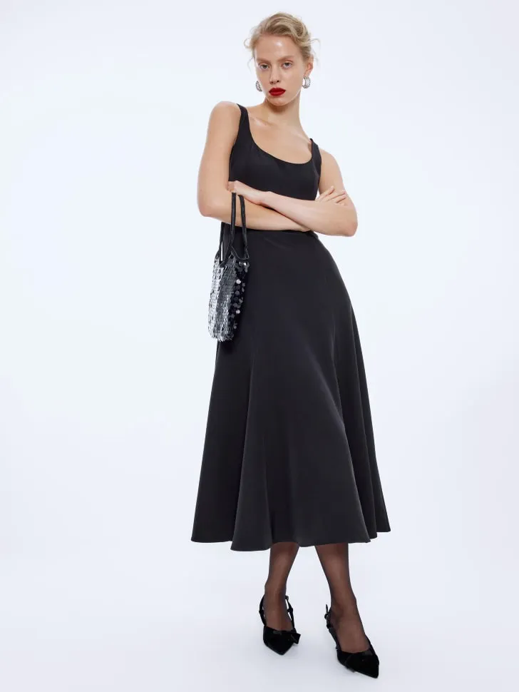 Платье миди на бретелях, черный, арт. 15670