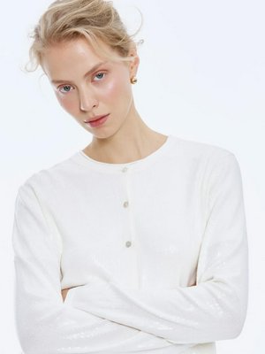 Кардиган с пайетками, белый, арт. 12345