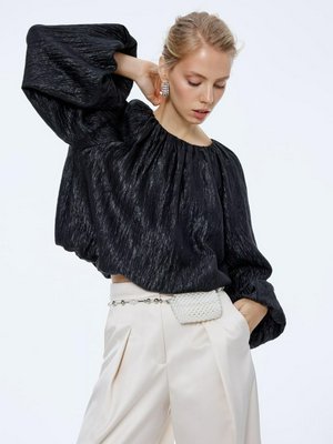 Объемная блуза баллон, черный, арт. blz001