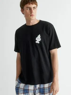 Пижамная футболка с новогодним принтом, арт. 15686