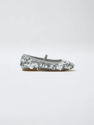 Балетки с пайетками, серебристый, арт. 0000