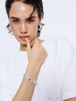 Браслет из прозрачных кристаллов, прозрачный, арт. 001