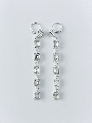 Серьги с кристаллами, серебристый, прозрачный, арт. art001