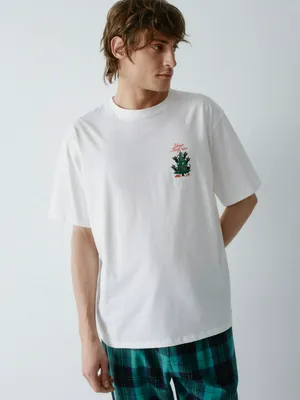 Пижамная футболка с новогодним принтом, арт. 15704