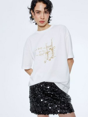 Футболка оверсайз с принтом и патчем, белый, арт. art001