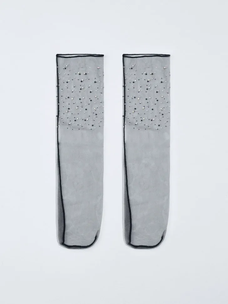 Высокие носки со стразами, арт. 15711