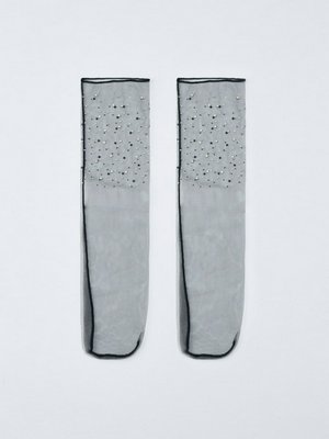 Высокие носки со стразами, черный, арт. n/a