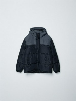 Стеганая куртка оверсайз, темно-синий, серый, арт. 15714