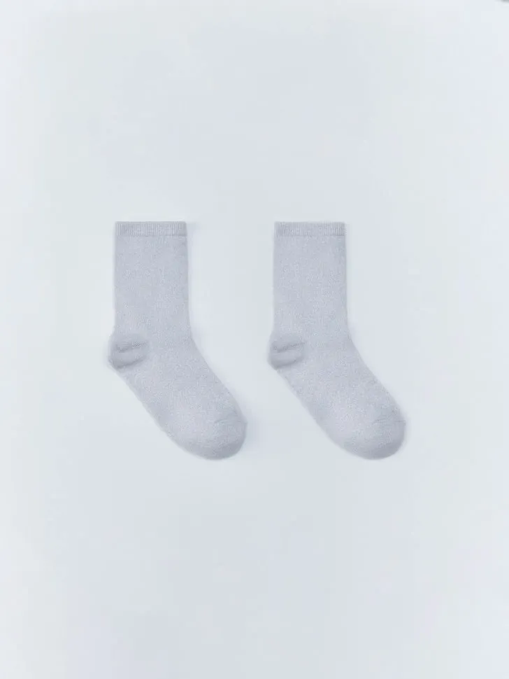 Высокие носки с люрексом, фиолетовый, арт. 15720