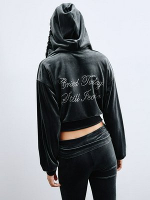 Велюровая толстовка на молнии SELA Young, темно-серый, арт. 15724