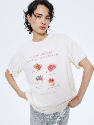 Футболка оверсайз с принтом, молочный, арт. tshirt001