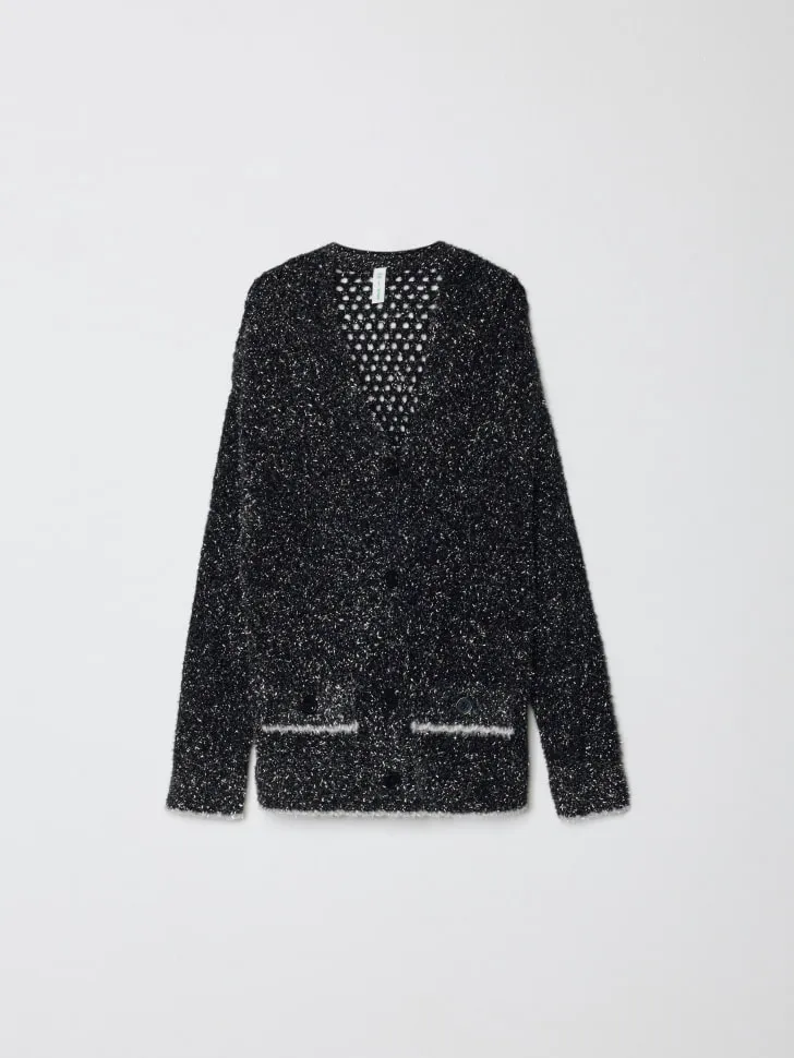 Вязаный кардиган с люрексом, серый, арт. 15729