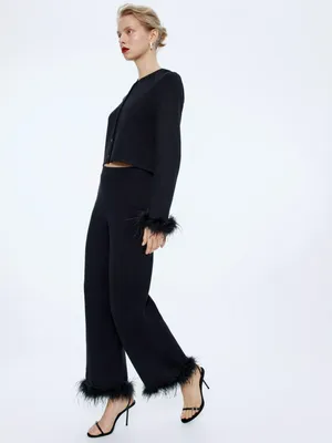 Вязаные брюки-кюлоты с перьями, арт. 15730