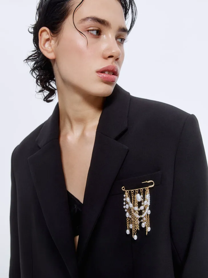 Брошь-булавка с подвесками, разноцветный, арт. 15734