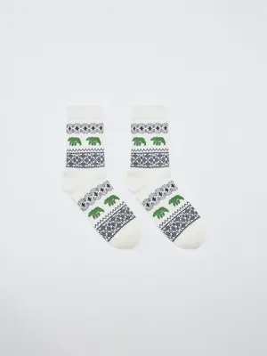 Длинные вязаные носки новогодние, арт. 15736