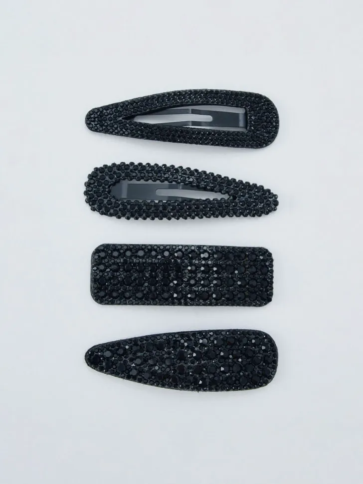 Набор заколок со стразами, черный, арт. 15739