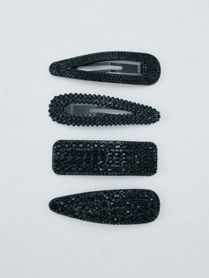 Набор заколок со стразами, черный, арт. н/а