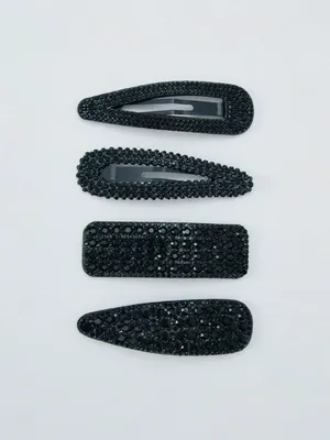 Набор заколок со стразами, черный, арт. 15739