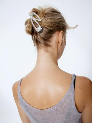 Набор заколок для волос со стразами, серебристый, черный, арт. za-1001