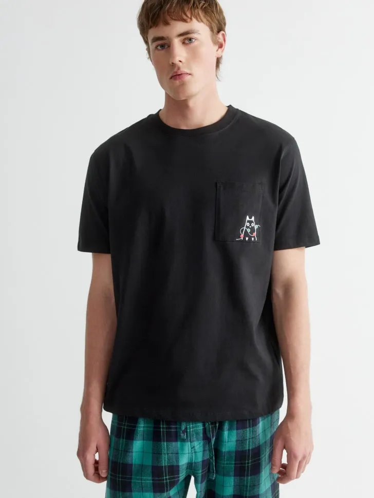 Пижамная футболка с новогодним принтом, арт. 15755