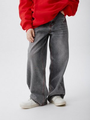 Джинсы Straight fit с красной строчкой, серый, красный, арт. 15757