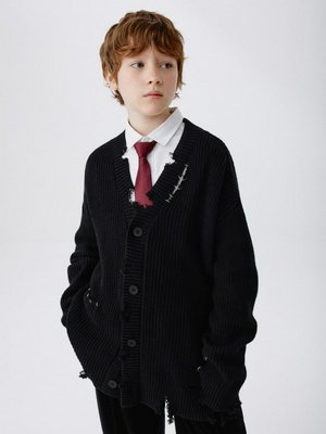 Вязаный кардиган в стиле гранж детский, черный, арт. неизвестен