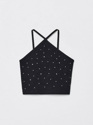 Топ с горловиной халтер, черный, белый, арт. n/a