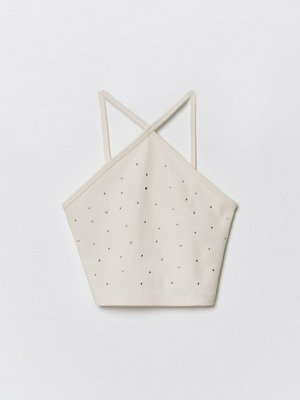 Топ с горловиной халтер, молочный, арт. 15761