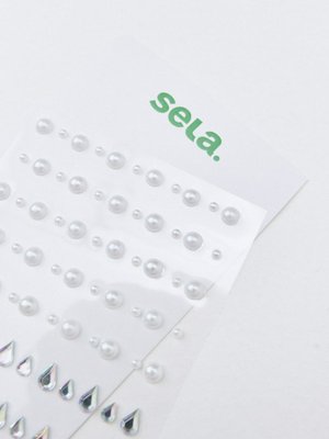 Набор самоклеящихся страз и бусин детский, белый, голографический, арт. 15768