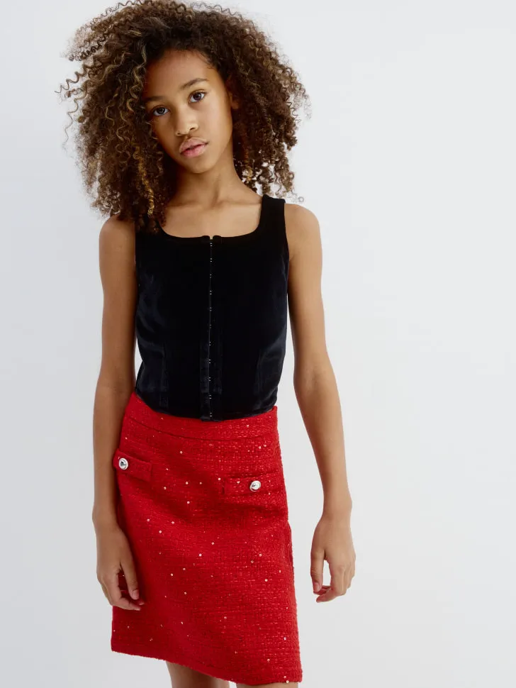 Бархатный укороченный топ, черный, арт. 15769