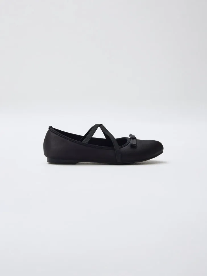 Атласные балетки, черный, арт. 15778