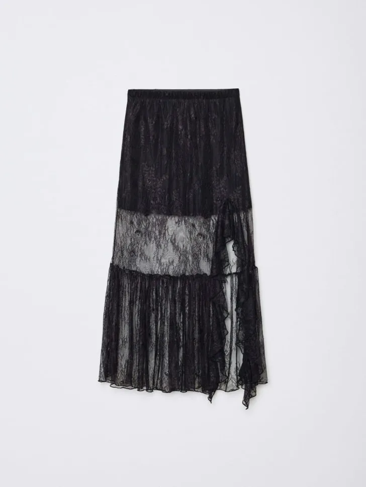 Кружевная юбка макси для девочек, черный, арт. 15781