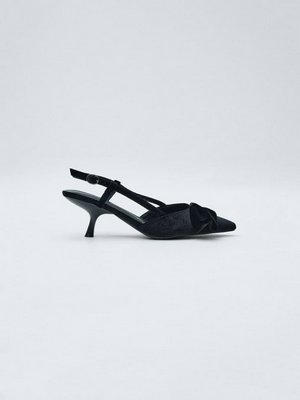 Бархатные туфли с бантом, черный, арт. 15783