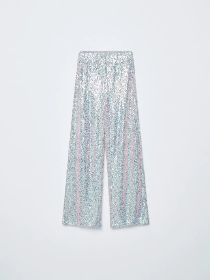 Широкие брюки с пайетками, розовый, арт. 15786