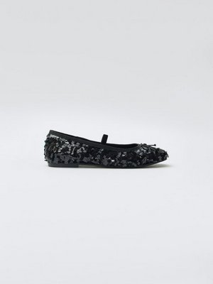 Балетки с пайетками, черный, арт. xxxxxx