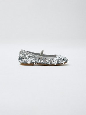 Балетки с пайетками, серебристый, арт. 12345