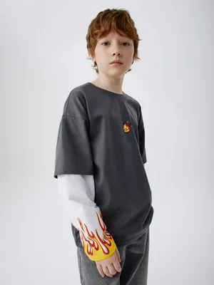 Лонгслив оверсайз с принтом, разноцветный, арт. 15790