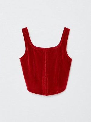 Бархатный укороченный топ для девочек, красный, арт. art001