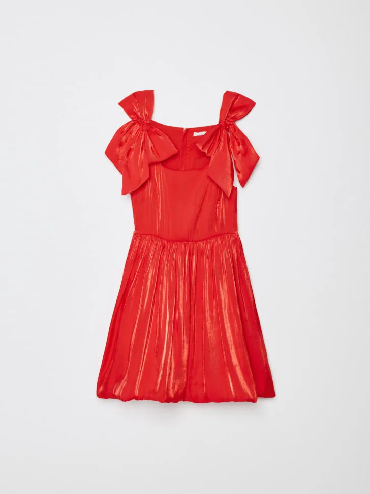 Бархатное платье с юбкой-баллон, красный, арт. 15803