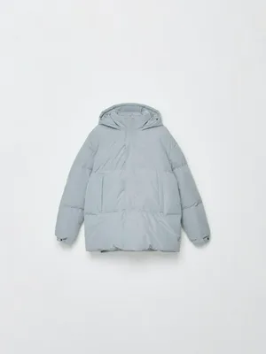 Зимняя стеганая куртка оверсайз, серо-голубой, арт. 15811