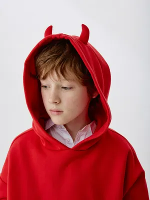 Новогоднее худи с рожками, красный, арт. 15812