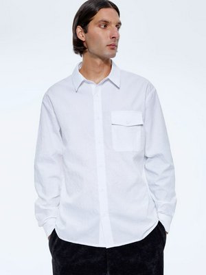 Рубашка свободного кроя с жатым эффектом, белый, арт. art001