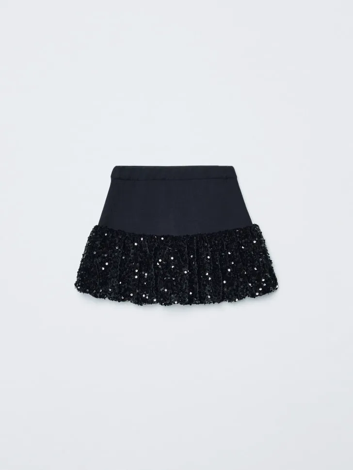 Юбка-баллон с декором из пайеток, черный, арт. 15814