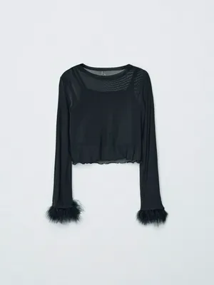 Укороченный топ с перьями, арт. 15824