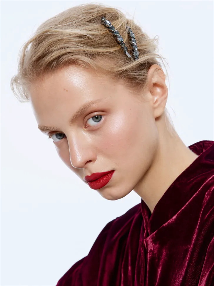 Заколки-зажимы со стразами, серый, арт. 15855